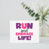 Paarse Embrace Life Roze Briefkaart (Staand voorkant)