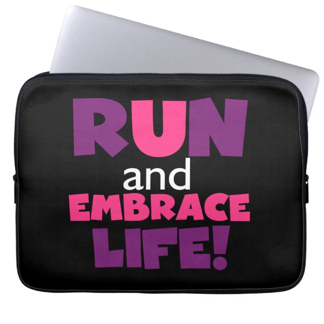 Paarse Embrace Life Roze Laptop Sleeve (Voorkant)