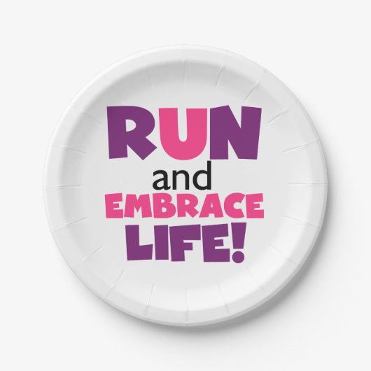 Paarse Embrace Life Roze Papieren Bordje (Voorkant)