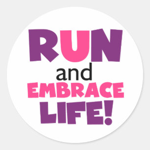 Paarse Embrace Life Roze Ronde Sticker