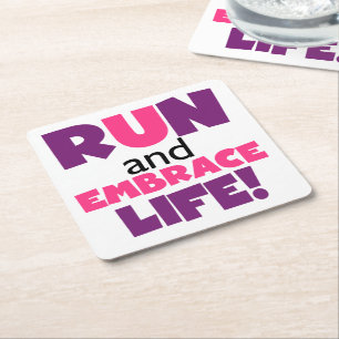 Paarse Embrace Life Roze Vierkante Kartonnen Onderzetter