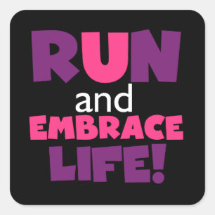 Paarse Embrace Life Roze Vierkante Sticker