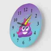 Paarse Emoji Poop Unicorn Ombre Wall klok (Hoek)
