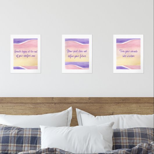 Paarse Empowerment-reeks Afdrukset Muurkunst Sets (Slaapkamer)