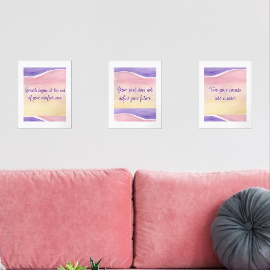 Paarse Empowerment-reeks Afdrukset Muurkunst Sets (Woonkamer)