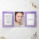 Paarse en aangepaste foto Quinceañera Drieluik Uitnodiging (Binnen)