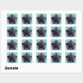 Paarse en aqua-intricate pentakel vierkante sticker (Vel)