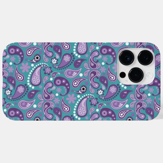 PAARSE EN AQUA PAISLEY PATTERNS Case-Mate iPhone CASE (Achterkant (horizontaal))
