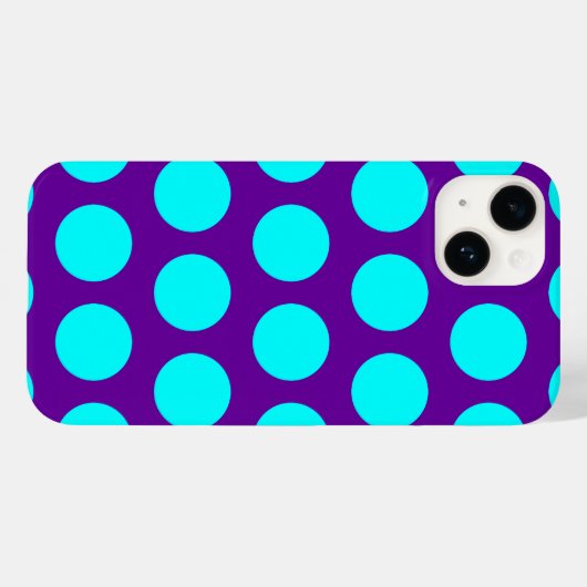 Paarse en Aqua Polka Dots Case-Mate iPhone Case (Achterkant (horizontaal))