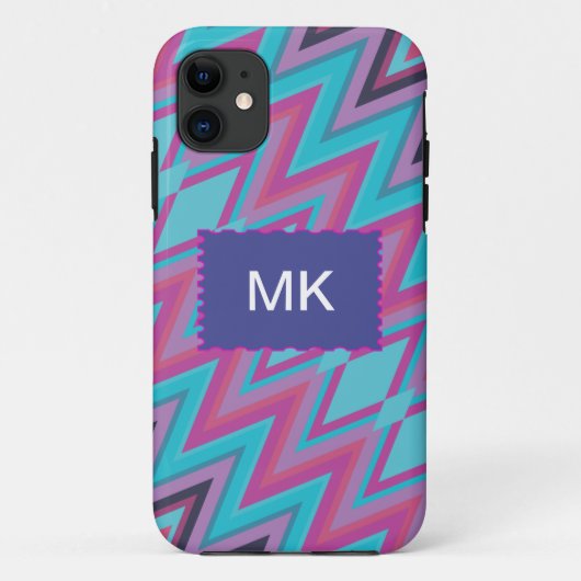 Paarse en Aqua Tribal Case-Mate iPhone Case (Achterkant)