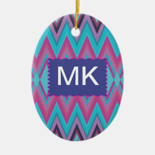 Paarse en Aqua Tribal Keramisch Ornament