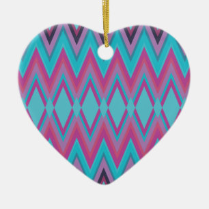 Paarse en Aqua Tribal Keramisch Ornament