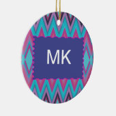 Paarse en Aqua Tribal Keramisch Ornament (Rechts)