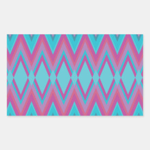 Paarse en Aqua Tribal Rechthoekige Sticker
