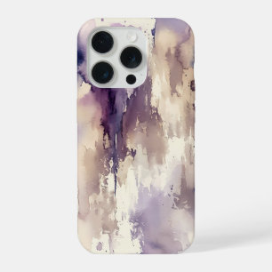 Paarse en beige abstracte aquarel iPhone 15 pro hoesje