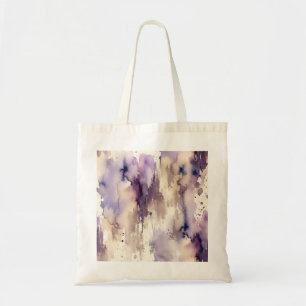 Paarse en beige abstracte aquarel tote bag
