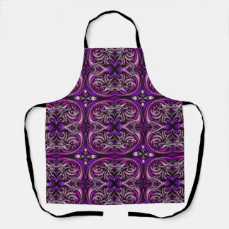 Paarse en blauw gepatenteerde all-over print Schor Schort