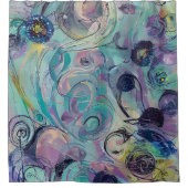 Paarse en blauwe abstracte zwembroeken douchegordijn (Voorkant)