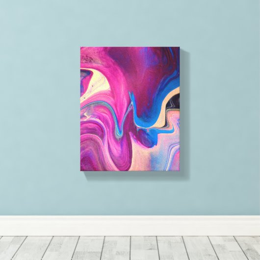 Paarse en blauwe acrylverf canvas afdruk (Insitu (Houten vloer))