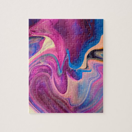 Paarse en blauwe acrylverf legpuzzel (Verticaal)