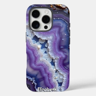 Paarse en Blauwe Agaat Slice iPhone 16 Pro Hoesje