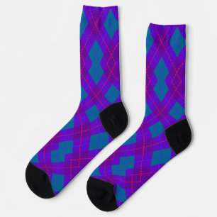 Paarse en blauwe argyle-patroonsokken sokken