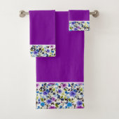Paarse en blauwe badhanddoekset bad handdoek (Insitu)