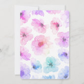 Paarse en Blauwe Bloemen Gouden Lijst Bruiloft Kaart (Achterkant)