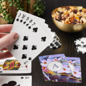  Paarse en Blauwe Bloemen met Initiaal Pokerkaarten (Insitu)