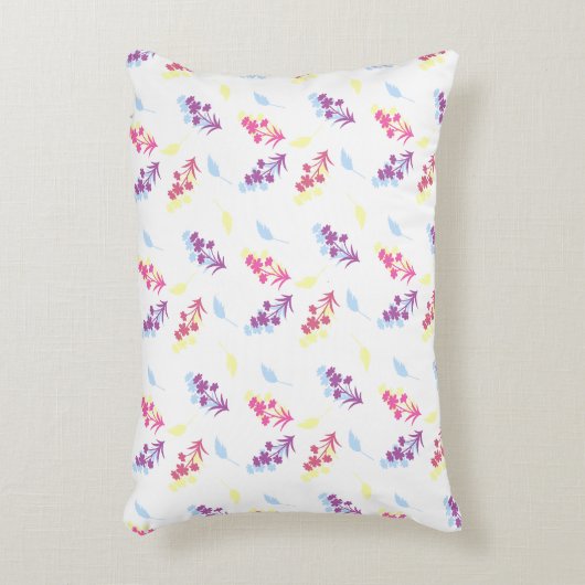 Paarse en Blauwe Bloemen Naadloos Patroon – Elegan Accent Kussen (Voorkant(Verticaal))