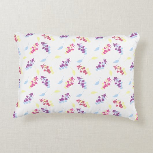 Paarse en Blauwe Bloemen Naadloos Patroon – Elegan Accent Kussen (Achterkant)