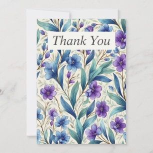 Paarse en blauwe bloemen op roomkleurige kaart voo
