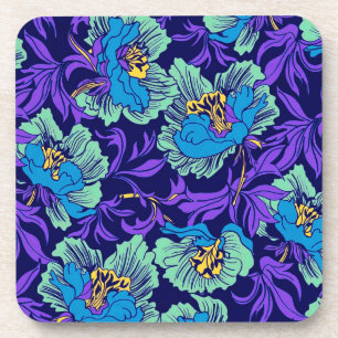 Paarse en blauwe bloemen William Morris Bier Onderzetter