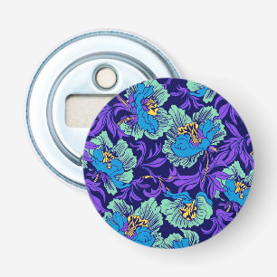 Paarse en blauwe bloemen William Morris Button Flesopener