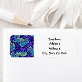 Paarse en blauwe bloemen William Morris Etiket (Insitu)