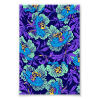 Paarse en blauwe bloemen William Morris