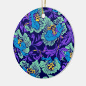 Paarse en blauwe bloemen William Morris Keramisch Ornament (Links)