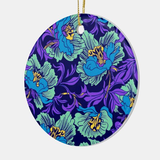 Paarse en blauwe bloemen William Morris Keramisch Ornament (Links)