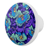 Paarse en blauwe bloemen William Morris Keramische Knop (Rechts)