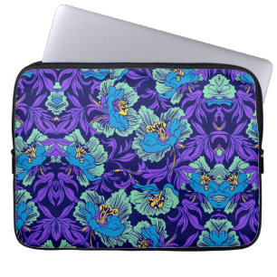Paarse en blauwe bloemen William Morris Laptop Sleeve