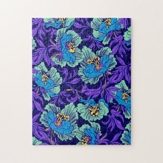 Paarse en blauwe bloemen William Morris Legpuzzel (Verticaal)
