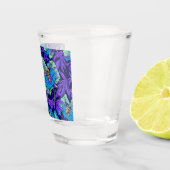 Paarse en blauwe bloemen William Morris Shot Glas (Rechts)