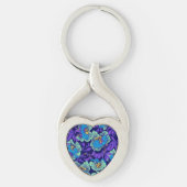 Paarse en blauwe bloemen William Morris Sleutelhanger (Voorkant)