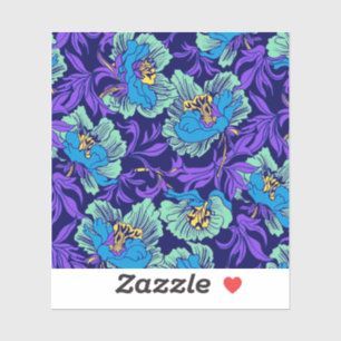 Paarse en Blauwe Bloemen William Morris Sticker