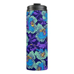 Paarse en blauwe bloemen William Morris Thermosbeker