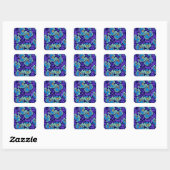 Paarse en blauwe bloemen William Morris Vierkante Sticker (Vel)