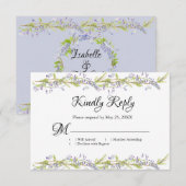 Paarse en Blauwe Boho Bloemen RSVP Respons Kaart (Voorkant / Achterkant)