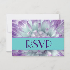 Paarse en Blauwe Dahlia Petals RSVP Bruiloft Kaartje