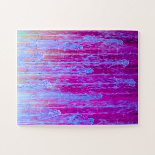 Paarse en blauwe digitale Abstracte kunst Legpuzzel (Horizontaal)