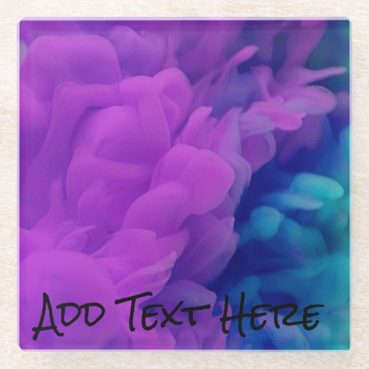 Paarse en blauwe digitale rook glazen onderzetter (Voorkant)